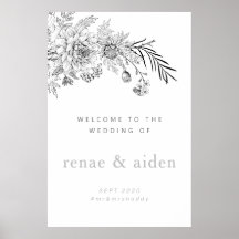 Botanical floral wedding welcome sign, wedding
