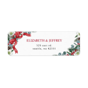 Botanical Floral Winter Christmas Wedding Return Address Label