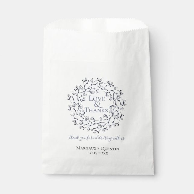Botanical Floral Wreath Wedding Favour Bag (Front)