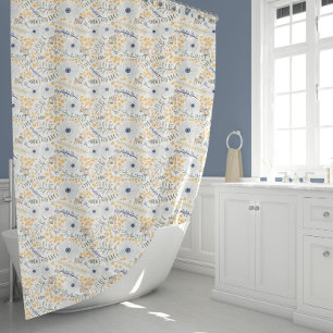 Botanical Floral Yellow Pattern Shower Curtain