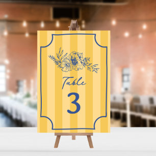 Botanical Floral Yellow Stripe Wedding Invitation