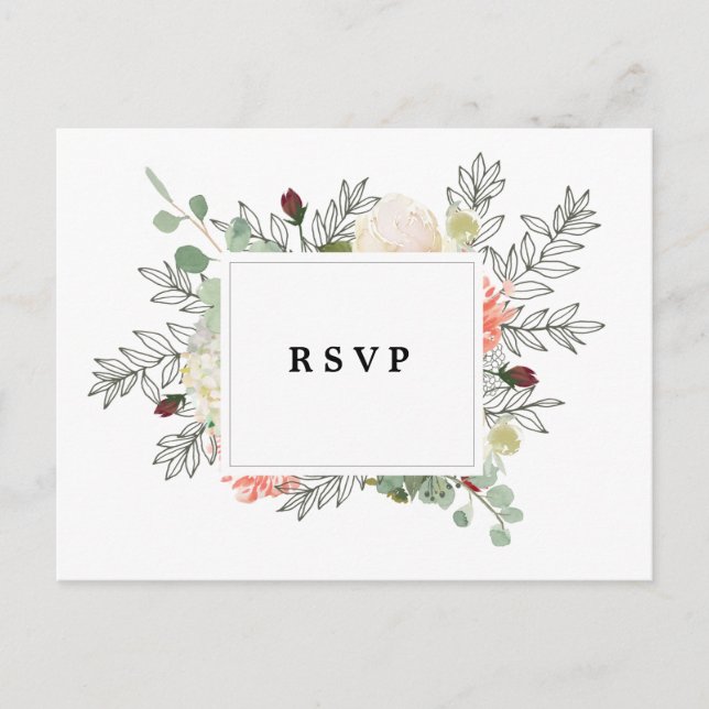 botanical florals rsvp postcard wedding (Front)