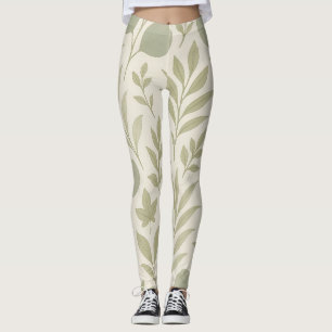 Botanical Flow Seamless Pattern   Luxury Yoga  Leggings
