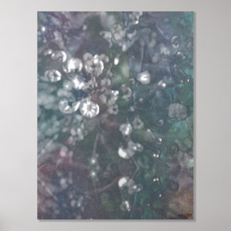 Botanical Flower Ice Globes Silver Foil Print III