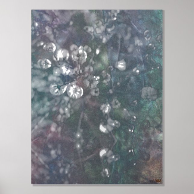 Botanical Flower Ice Globes Silver Foil Print III (Front)