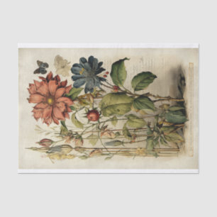 Botanical Flower Illustrations on Parchment No. 2 Tissue Paper