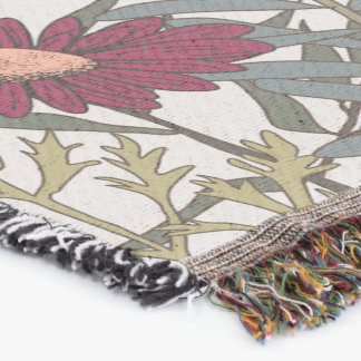 botanical flower print all-season throw blanket