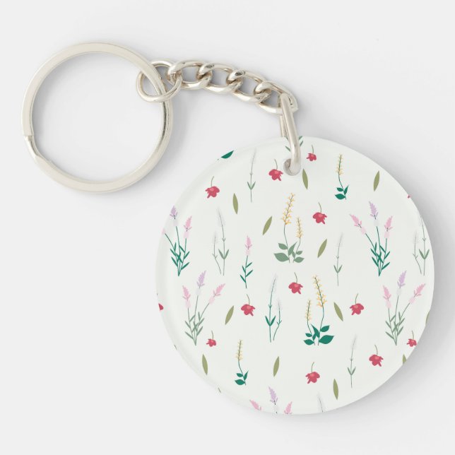  Botanical Flower Spring Floral Acrylic Key Ring (Front)