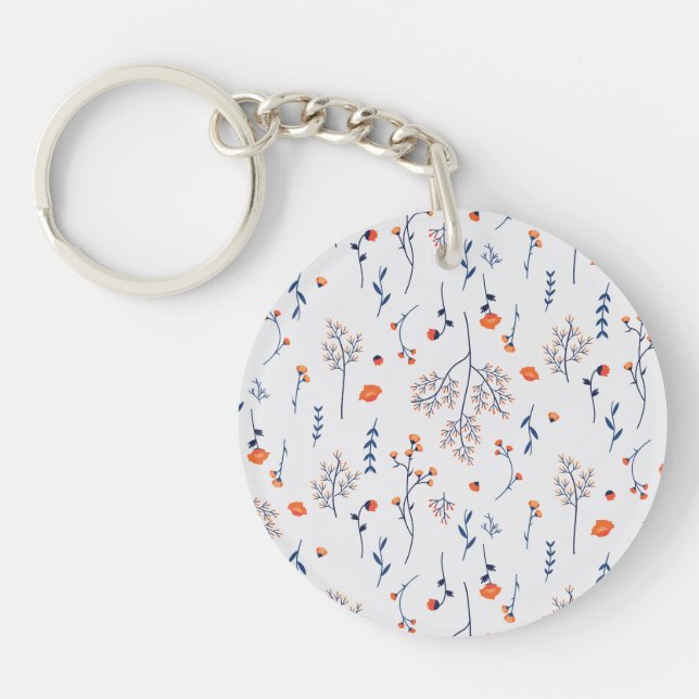  Botanical Flower Spring Floral Acrylic Key Ring (Front)