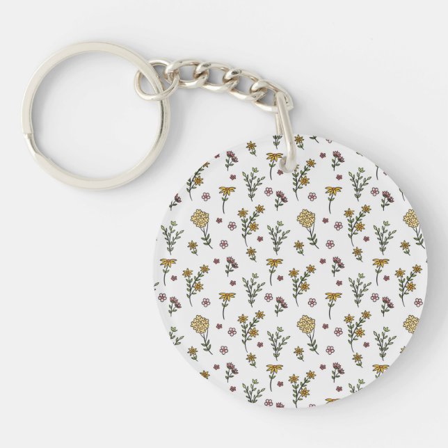  Botanical Flower Spring Floral Acrylic Key Ring (Front)