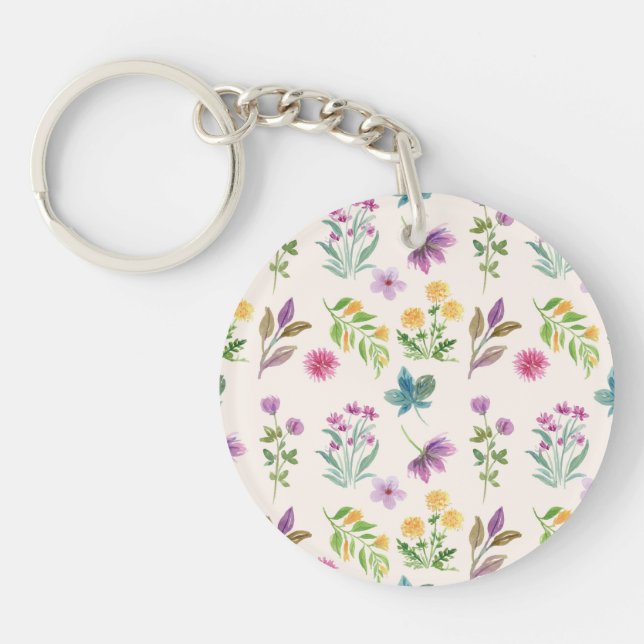  Botanical Flower Spring Floral Acrylic Key Ring (Front)