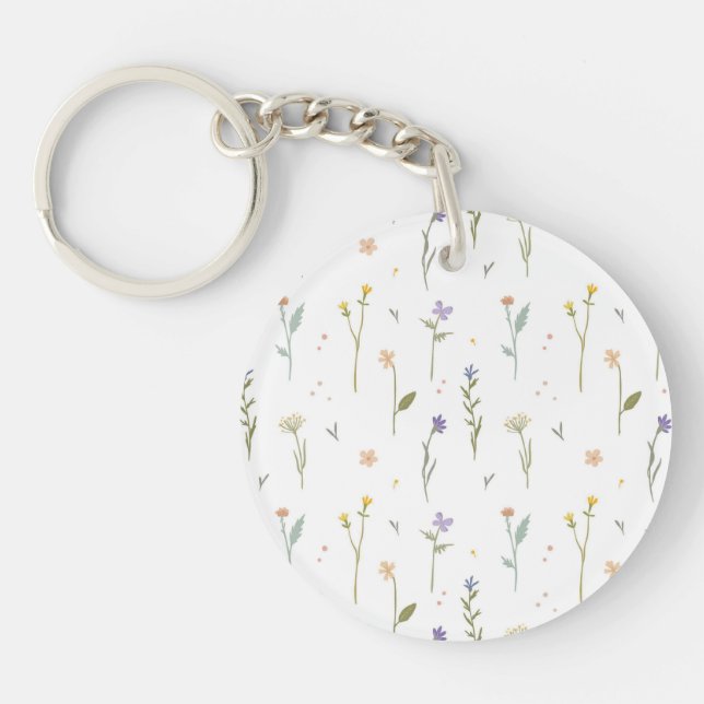  Botanical Flower Spring Floral Acrylic Key Ring (Front)