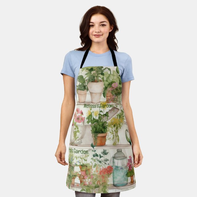 Botanical Flower Vase Garden Plants Watercolor Apron (Worn)