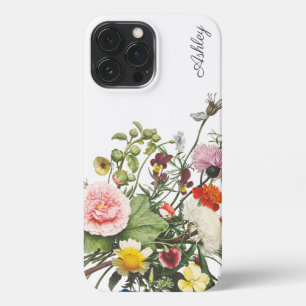 Botanical Flower Watercolor CUSTOM NAME iPhone 13 Pro Max Case