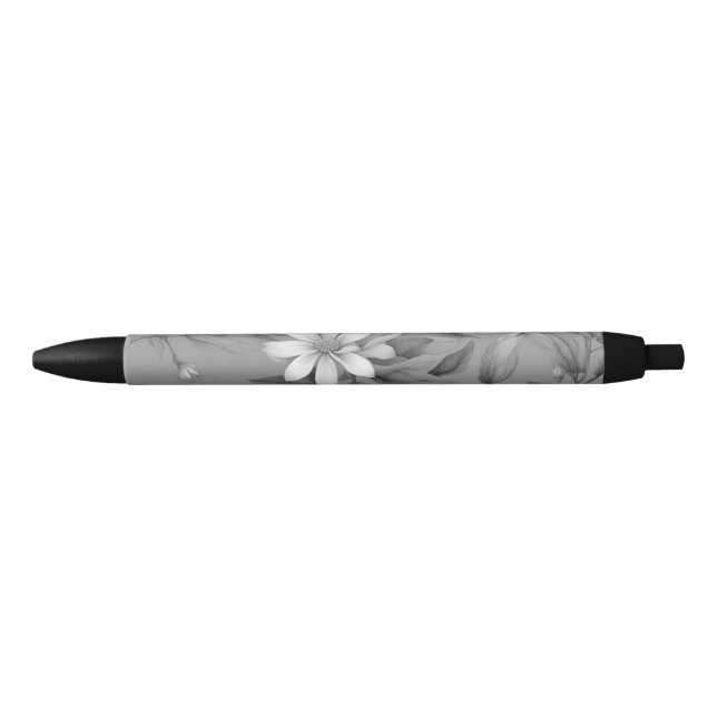 Botanical flowers on grey black ink pen (Front)