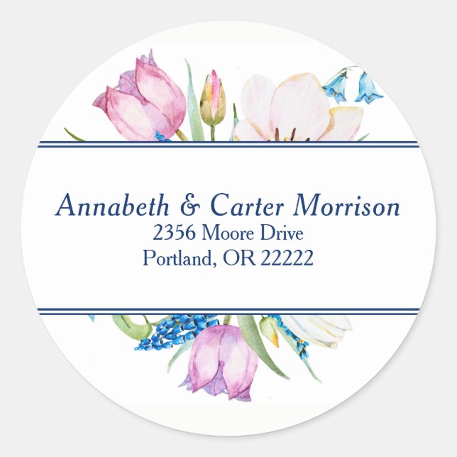 Botanical Flowers Wedding Envelope Seal (Front)