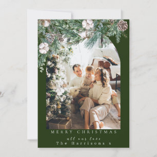 Botanical Foliage Arch 1 Photo Merry Christmas  Holiday Card