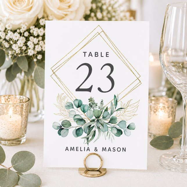 Botanical Foliage Eucalyptus Greenery Wedding  Table Number (Botanical Foliage Eucalyptus Greenery Wedding Table Number)