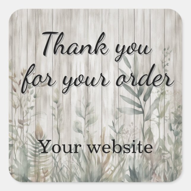 Botanical Foliage Farmhouse Barn Wood look Square Sticker (Front)