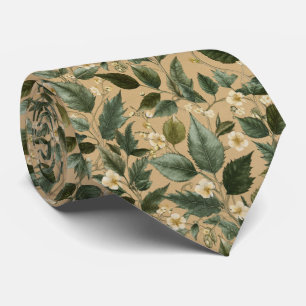 Botanical Foliage Floral Pattern Tie