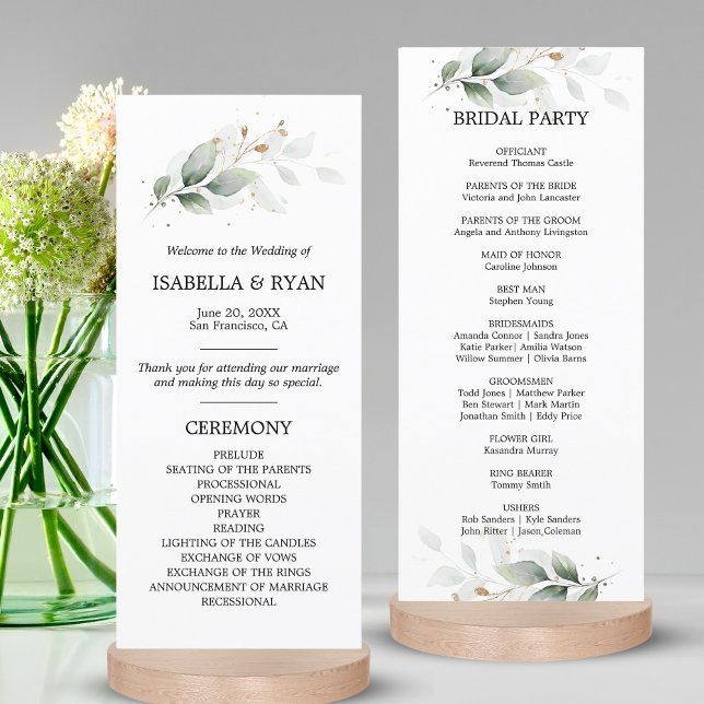 Botanical Foliage Leaves Green Gold Ceremony Program (Botanical Foliage Leaves Green Gold Ceremony Program | Church )
