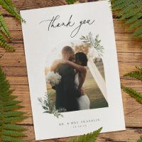 Botanical Foliage Olive Green Wedding Photo