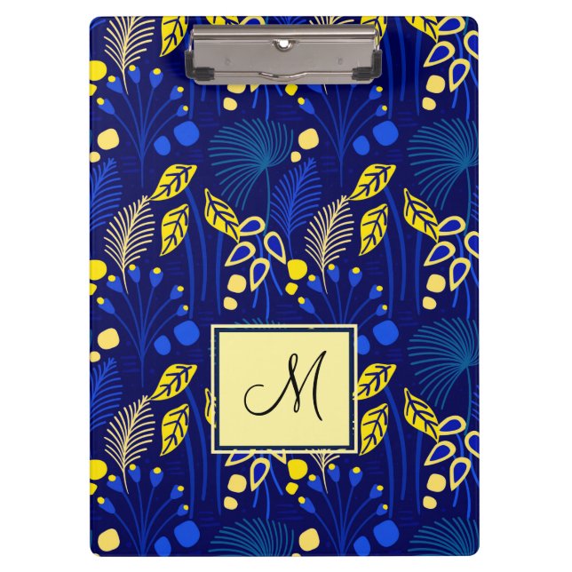 Botanical Foliage Pattern Tropical Monogram  Clipboard (Front)