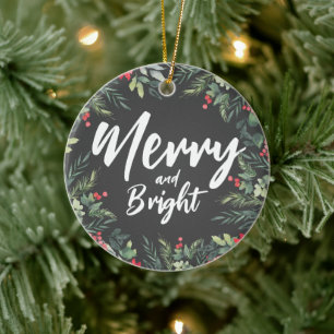 Botanical Foliage-themed Christmas Dinner Party Ceramic Ornament