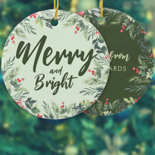 Botanical Foliage-themed Christmas Dinner Party  Ceramic Ornament