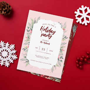 Botanical Foliage-themed Christmas Dinner Party Invitation