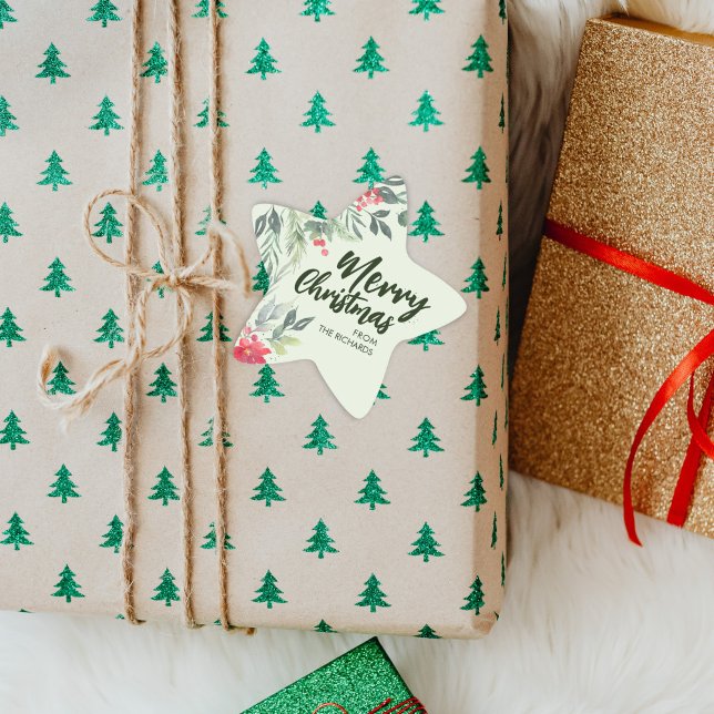 Botanical Foliage-themed Christmas Dinner Party  Star Sticker (Creator Uploaded)