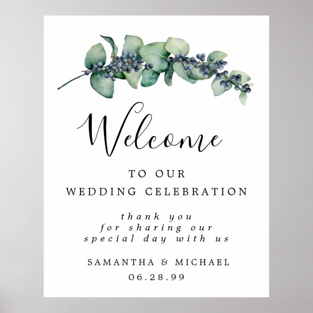 Botanical Foliage Welcome to Our Wedding Sign (Front)