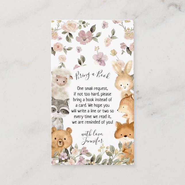 Botanical Forest Animal Bring book Enclosure Card (Front)