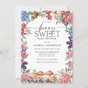 Botanical Forest   Berry Sweet  Baby Shower Invitation