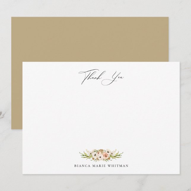 Botanical Forest Floral Thank You Note Card (Front/Back)