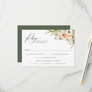 Botanical Forest Floral Wedding RSVP Meal Choice Card