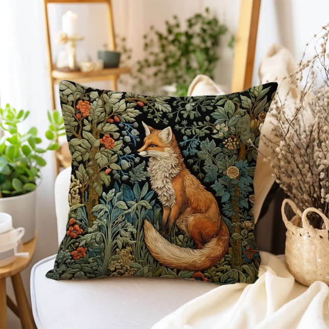 Botanical Forest Fox William Morris Inspired  Cushion (Creator Uploaded)