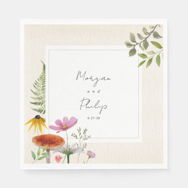 Botanical Forest Wedding Napkins (Front)