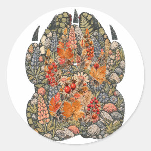 Botanical Fox Paw Autumn Hedgerow Nature Sticker