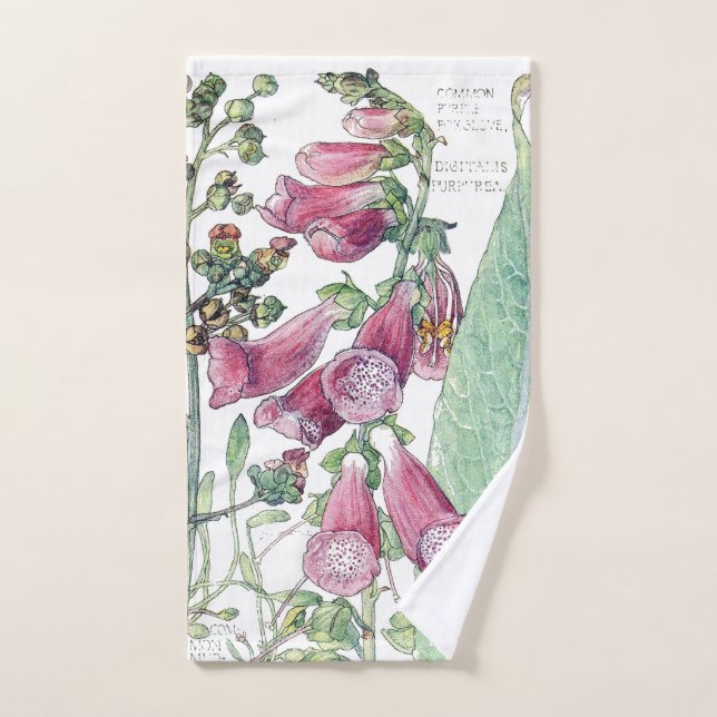 Botanical Foxglove Flowers Bath Towels (Hand Towel)
