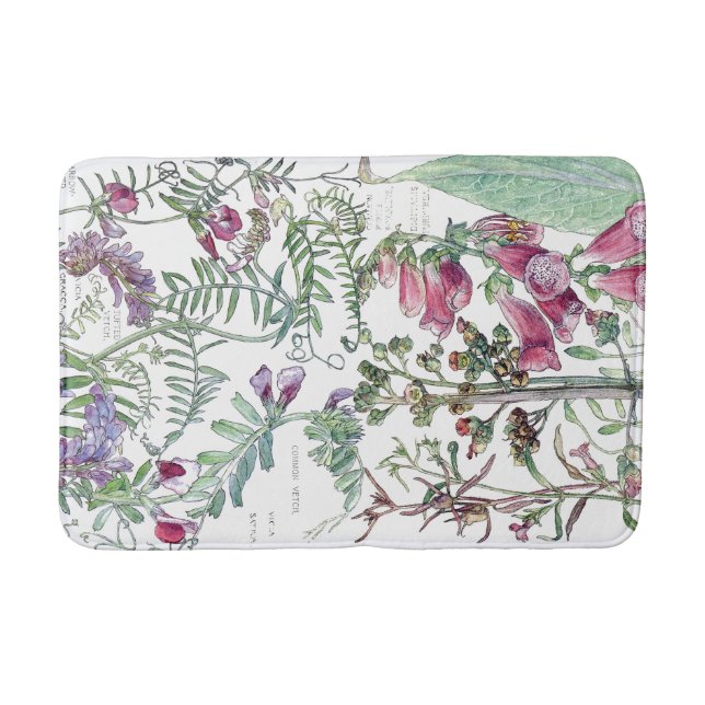 Botanical Foxglove Wildflower Flower Bath Mat (Front)