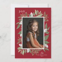 Botanical Frame Christmas Card: Red