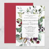 Botanical Frame Hint of Autumn Foliage Wedding