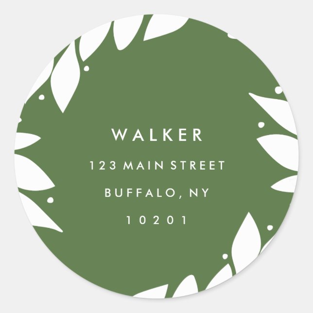 Botanical Frame Holiday Return Address Stickers (Front)