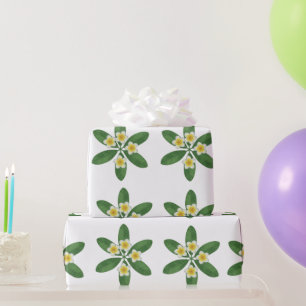 Botanical Frangipani Embroidery Design Wrapping Paper