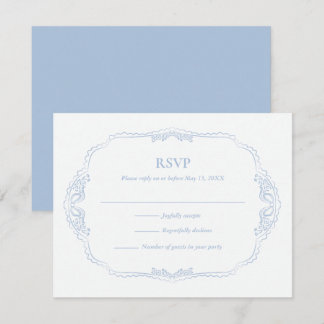 Botanical French Blue Wedding RSVP Card