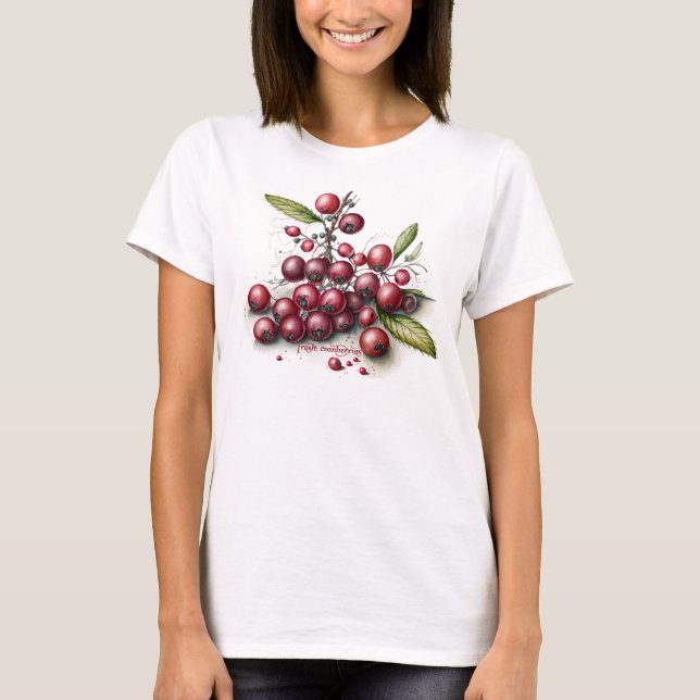 Botanical Fresh Cranberries T-Shirt (Front)