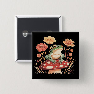 Botanical Frog Lovers Gifts Floral Flower Nature 15 Cm Square Badge