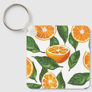 Botanical Fruit Orange Citrus Seamless Key Ring