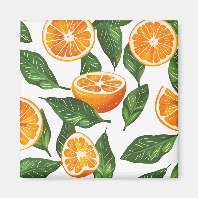 Botanical Fruit Orange Citrus Seamless Magnet (Front)